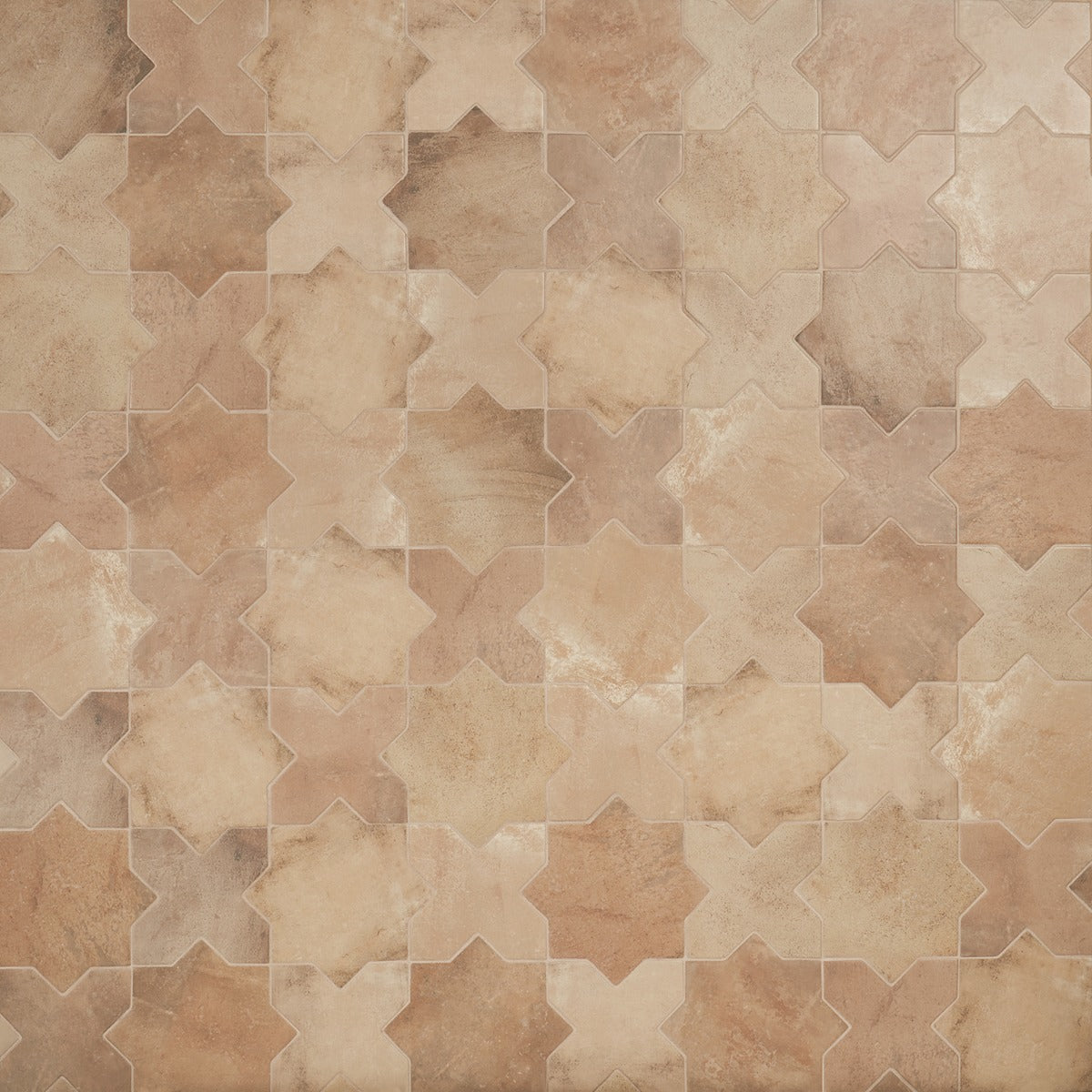 Parma Cotto Brown Matte Star and Cotto Brown Matte Cross 6" Terracotta Look Porcelain Tile