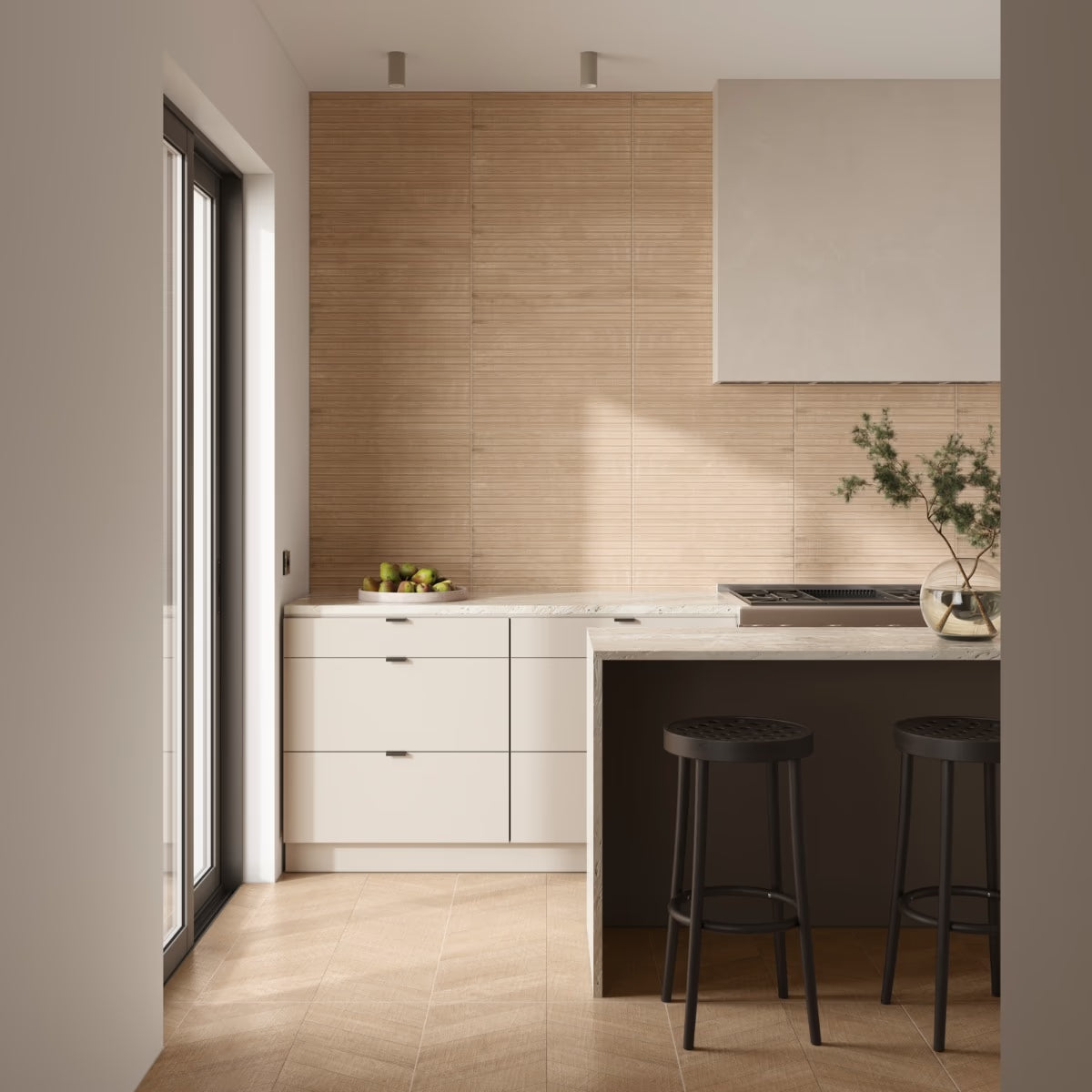 Kenridge Ribbon Maple Brown 24x48 Wood Look Matte Fluted Porcelain Tile
