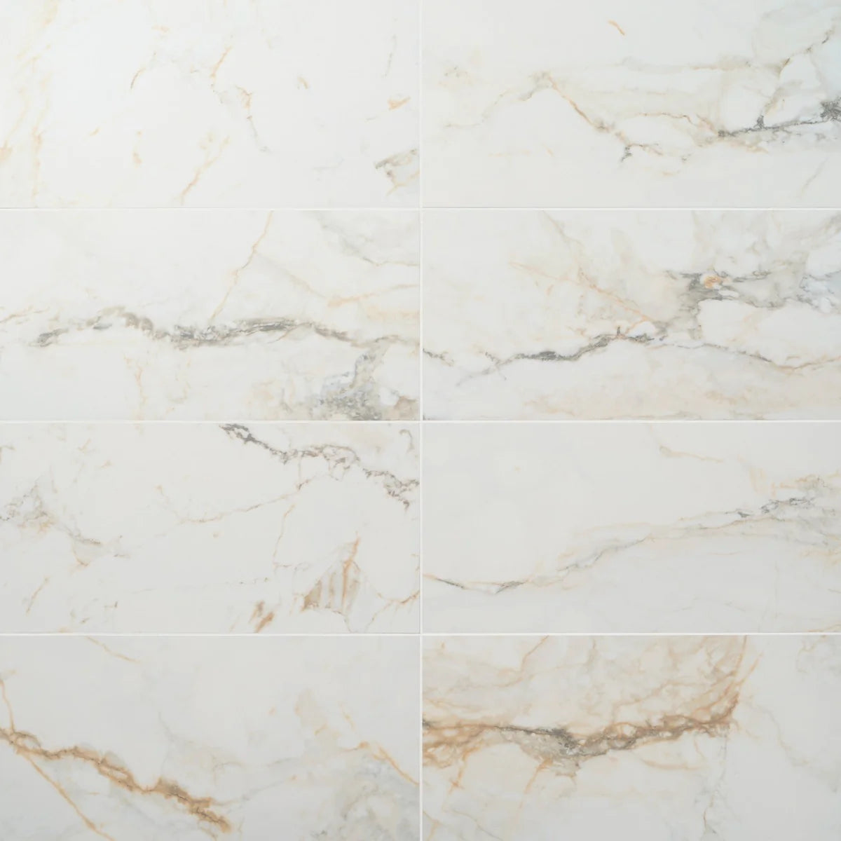 Calacatta Macchia White Gold 12x24 Marble Look Matte Porcelain Tile