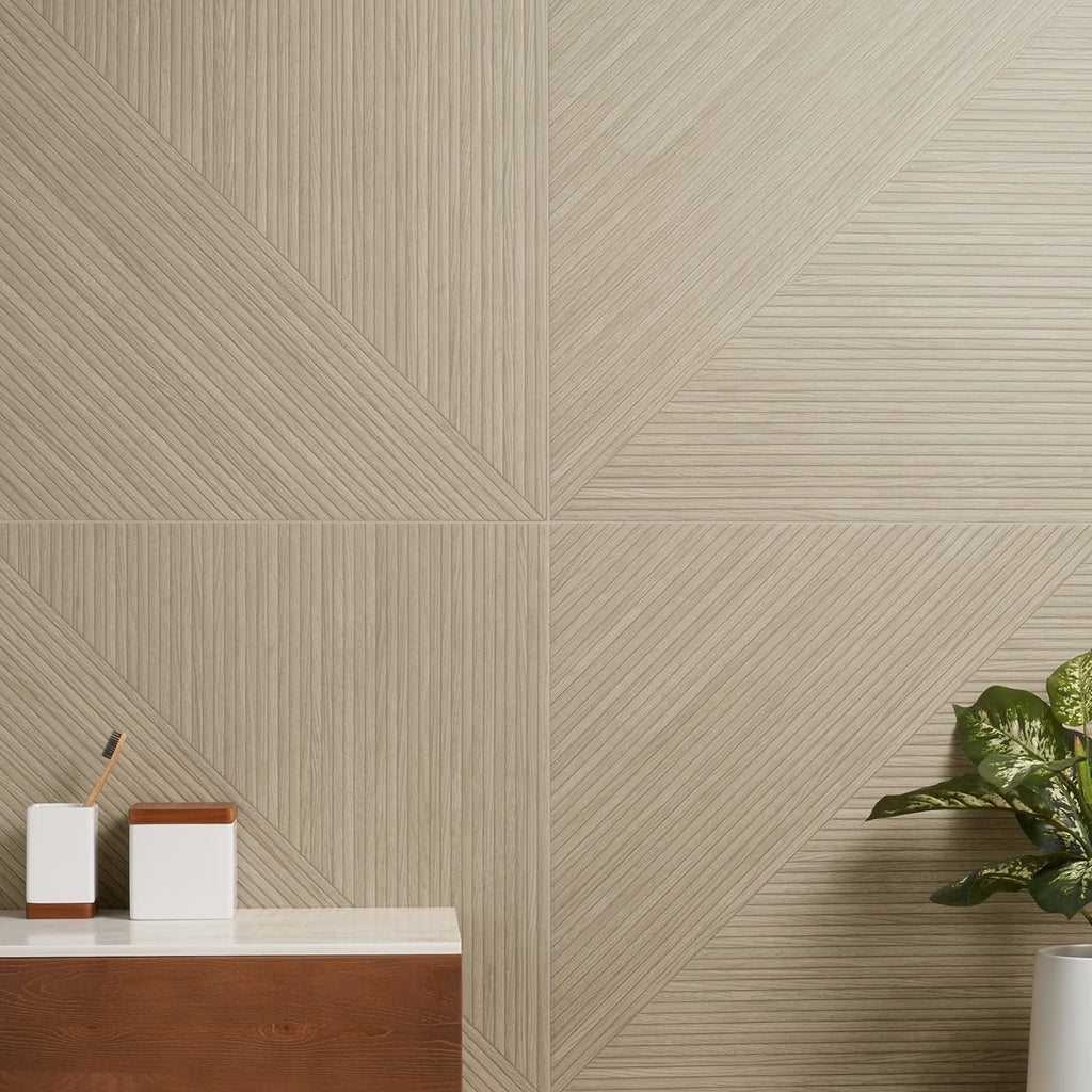 Enso Oak 24x48 Ribbed Matte Fluted Porcelain Wood Look Tile
