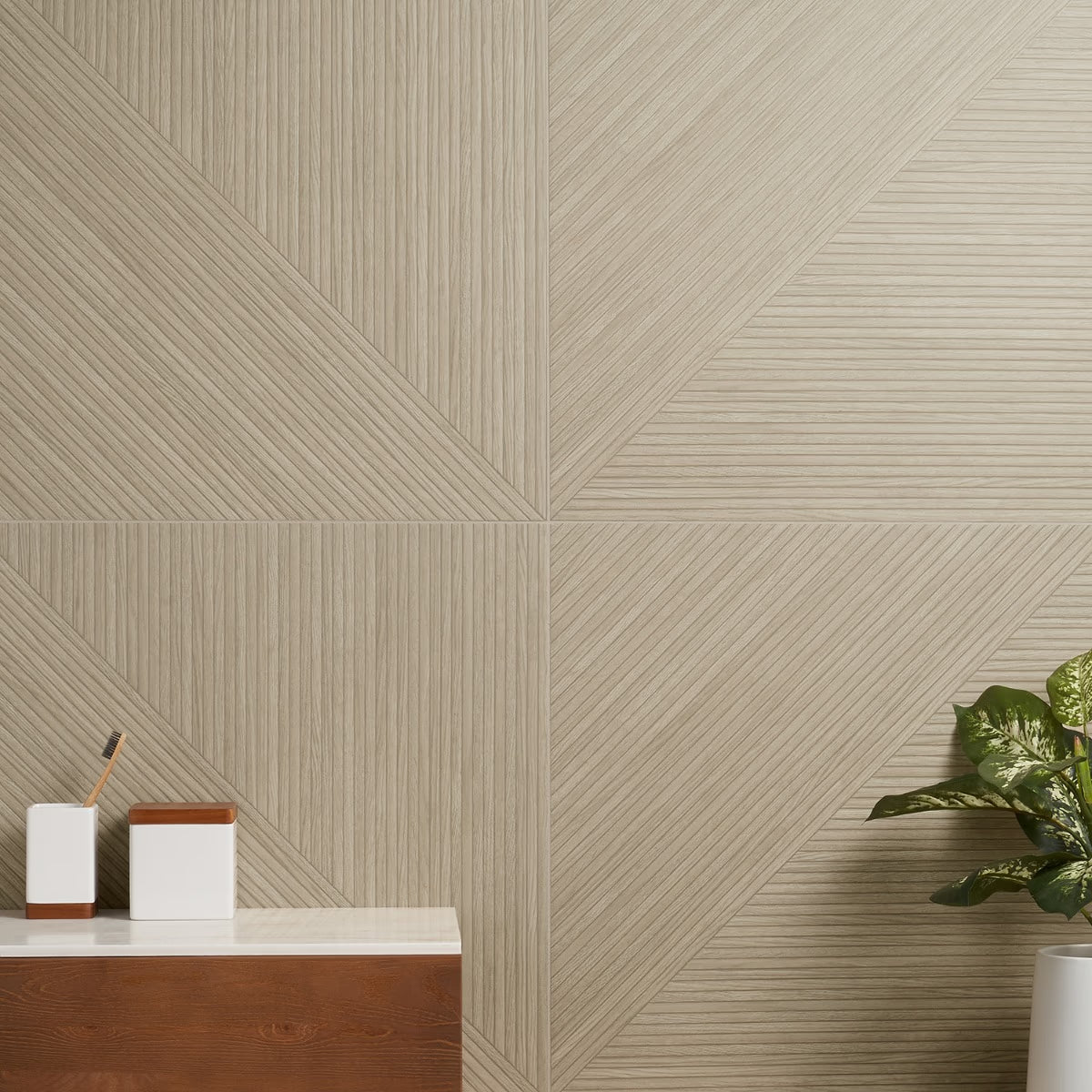 Enso Oak 24x48 Ribbed Matte Fluted Porcelain Wood Look Tile