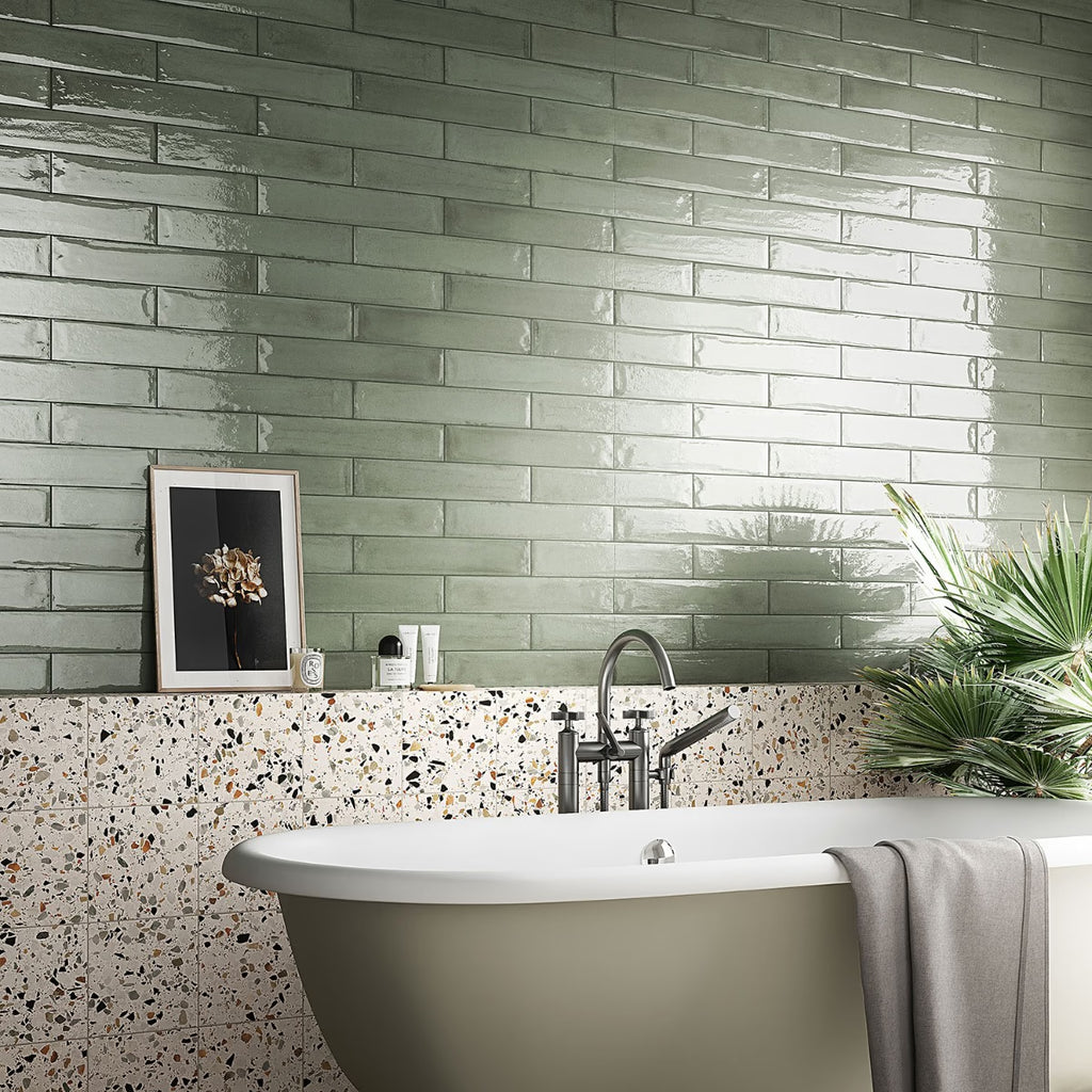 Paint Verde Green 3x16 Glossy Porcelain Subway Tile