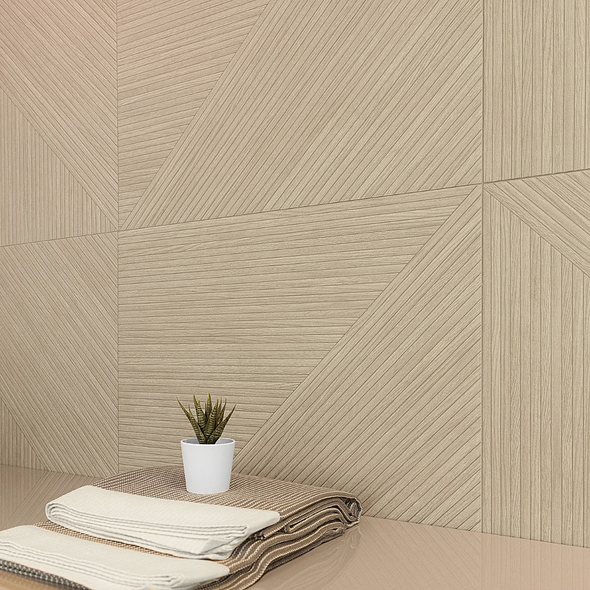 Enso Oak 24x48 Ribbed Matte Fluted Porcelain Wood Look Tile
